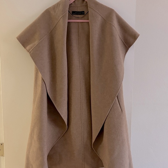 Zara camel double faced wool vest coat - Picture 3 of 7
